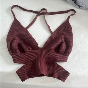 NWOT Free People Burgundy Ribbed Bralette